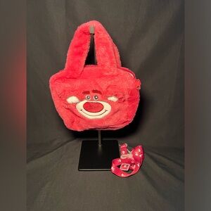 Lotso Plush Bag / Crossbody – Pink Strawberry Bear – Adjustable Strap – NEW